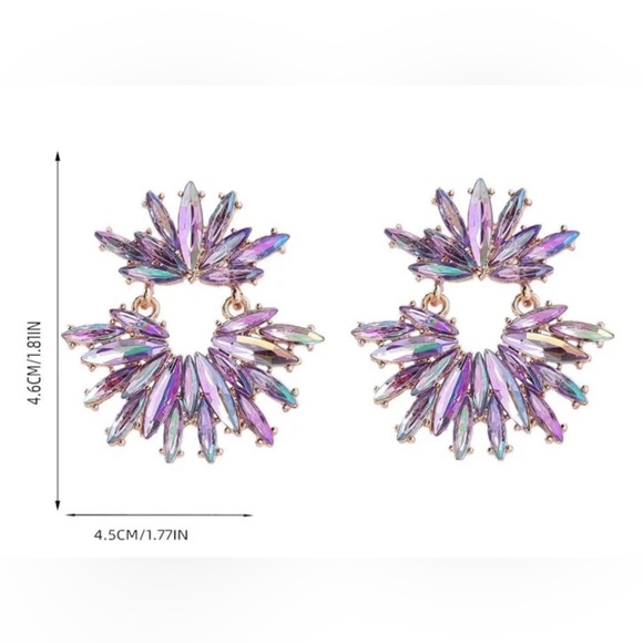 Purple Rhinestone earrings - Picture 2 of 3